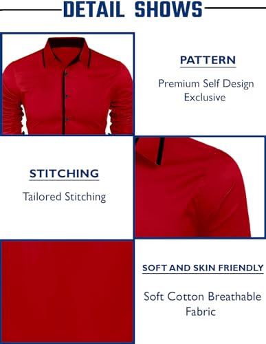 Image of Zombom Combo of Men's Cotton Blend Solid Regular Fit Casual Full Sleeves Shirts (Pack of 3)