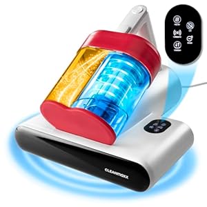 CLEANmaxx Milbensauger für Matratzen mit UV-C-Licht, Rotation | Matratzenreiniger mit HEPA-Filter, entfernt 99, 9% Aller Milben | Matratzensauger mit Ultraschall, Hitze & Vibration