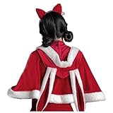 HKSICHENGKEJI Christmas Cute Velvet Hooded Cape Women Girl Plush Bunny Rabbit Short Cloak Shawl for Halloween Cosplay Party