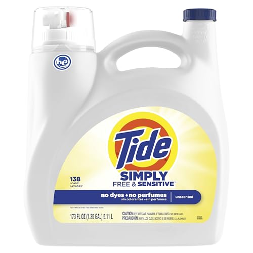 Image of Tide Simply Liquid Laundry Detergent, Free & Sensitive, 138 Loads, 173 fl oz
