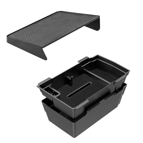 SwiftGaze Center Console Organizer for 2023-2025 Honda CR-V, 2-Layer Armrest Storage Tray & Charging Station Caddy, ABS Car Interior Accessories OEM Style Leather Texture-2PCS