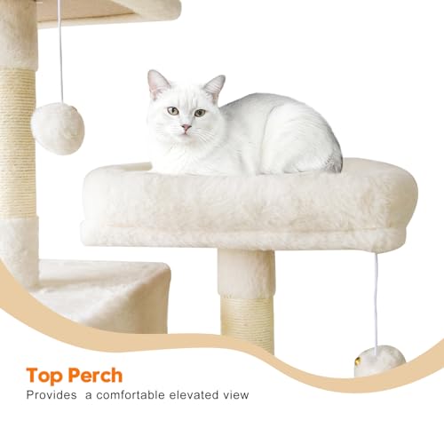 Árbol para gatos grande para interior beige miniatura 2