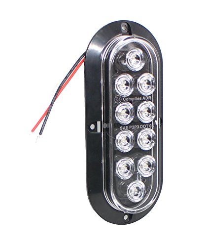 TMH ( Pack of 2 6 Inch 10 LED Surface Mount Oval Clear Lens/Red Light Turn Signal Side Marker Tail LED Light for Truck Trailer Trail Bus 12V DC - Thumbnail 6