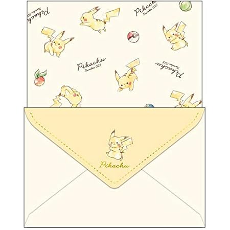 Amazon カミオジャパン ラブリー レターセット 金箔押し A5 封筒4枚 便箋8枚 日本製 ピカチュウ レターセット 文房具 オフィス用品