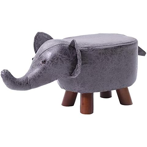 IBUYKE Animal Footstool, Upholstered Ottoman,Creative & Cute Foot Rest Step Stool Pouffe Chair Soft for Kids Children, Solid Wood Support Footstool Stool (Elephant) RF-BD158 Cover