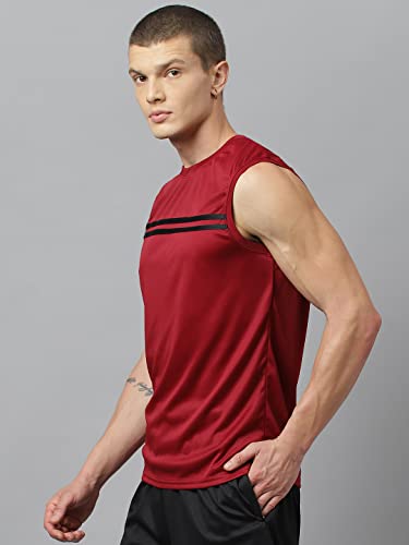 Image of ATICX Men's Polyester Sports Sleeveless T Shirt - Gym Vest, Workout Sando, Training Tank Top, Cut Sleeves Quick Dry Tee for Running, Swimming, Badminton, Fitness & Sports