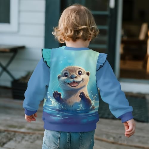 Toddler Girls Sweatshirt Size 1-8 Ruffle Long Sleeve Sweatshirt Soft Comfy Blouse Baby Girl Crewneck T-Shirts4