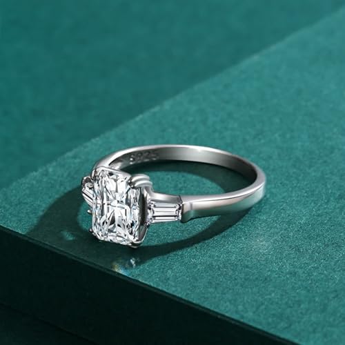 Bague argent 925 blanc avec zircone rectangulaire chic et intemporelle