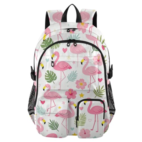 Mochila de flamencos rosados ligera de 17.5 pulgadas para laptop y uso casual diario