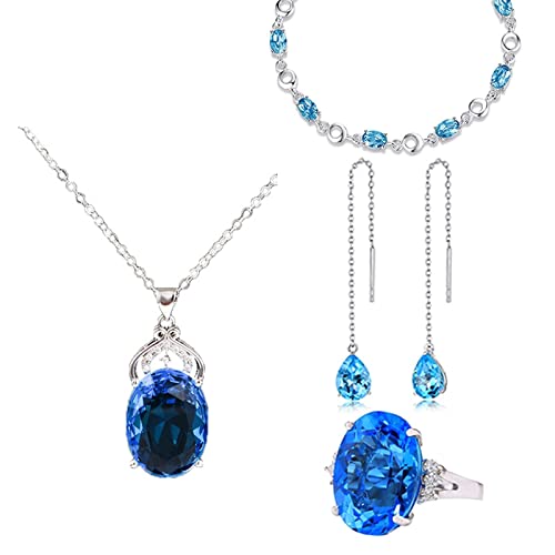 Juegos de joyería para mujeres: di adiós a conjuntos desparejados con este set azul de plata