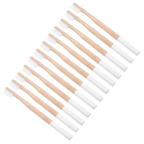 iplusmile 12 Piezas Cepillos de Dientes de Bambú con Mango Antideslizante y Cerdas Suaves para Adultos Cepillo Profesional para Uso Doméstico Viaje Camping y Hotel