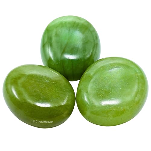 Image of Light Green Aventurine Crystal Palm Pebbles Stones for Anxiety Stress Relief Massage - AAA Grade Original Healing Gemstone Agate Palm Stone for Yoga Meditation Spiritual Reiki Feng Shui