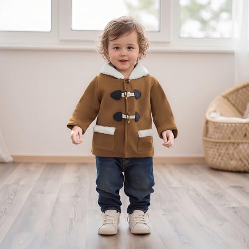 Baby Girl Warm Winter Hooded Coat Long Sleeve Button Closure Pockets Jacket Kids Outwear Clothes3