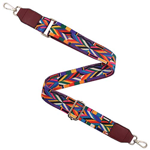 Image of Duwi Wide Handbag&Purse Strap Jacquard Woven Guitar Style Multicolor Replacement Strap Canvas Adjustable Crossbody Bag Strap