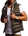 Leif Nelson - Gilet estivo da uomo, per attività all'aria aperta, trapuntato, nero, con cappuccio rimovibile, per lo sport, per il tempo libero, slim fit, LN737, cachi, M
