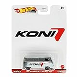 DieCast Hot Wheels Volkswagens T1 Panel Bus, Koni 4/5 (Premium 1:64 Scale) Silver/White
