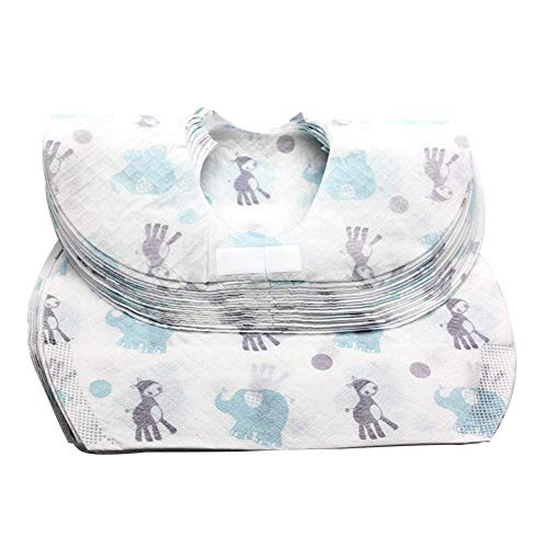 20 Pack Disposable Baby Bibs, Baby And Infant Disposable Travel Bibs With Crumb Catcher, Toddler Disposable Bibs, Non-Woven Cloth Bibs For Babies-Soft, Leak Proof, Traveling, On The Go #TOP7