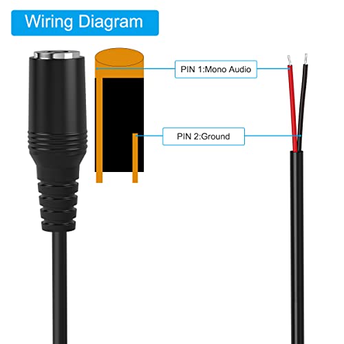 Repuesto conector Jack 3.5mm hembra a cable abierto 1ft miniatura 2