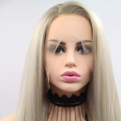 Perruque blonde ombrée dentelle frontale nouée main qualité supérieure - 3