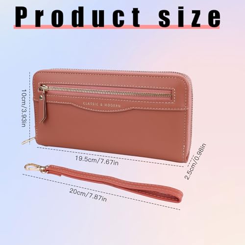 Andiker Wristlet Wallets for Women, Soft PU Leather Women’s Purse Large Capacity Ladies Purse with Detachable Wrist Strap (Pink)2