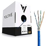 Voltive Cat5e Shielded Riser (CMR), 1000ft, Blue - Solid Bare Copper Bulk Ethernet Cable - FTP - 350