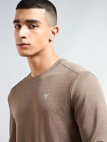 Image of TECHNOSPORT Men's Slim Fit Full Sleeve Round Neck T-Shirt, Double Cool Quick Dry Moisture Wicking Stretchable Sports Gym and Casual Wear