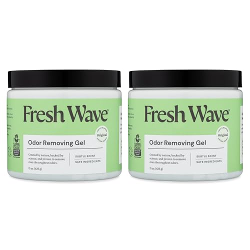 Fresh Wave Odor Removing Gel, 15 oz., Pack of 2 - Odor Absorbers for Home, Safer Odor Relief, Natural Plant-Based Odor Eliminator, Every 15 oz. lasts 30-60 Days, For Cooking, Trash & Pets