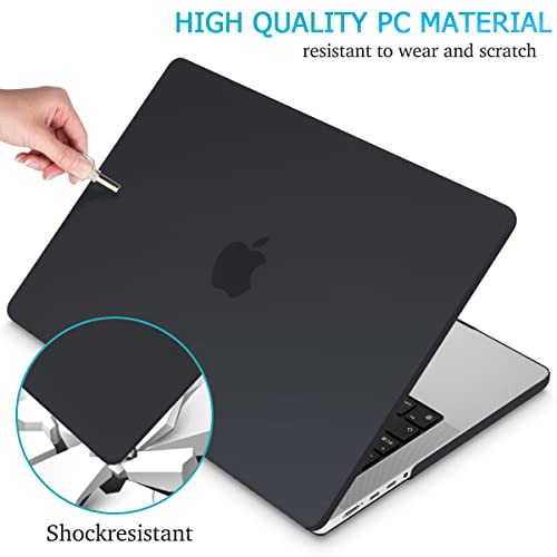 Image of TechTrendz Case Compatible for MacBook Pro 14 inch 2024-2021,M4 A3112 A3185 A3401 M3 A2918 A2992 M2 A2779 M1 A2442 Pro Max Chip with Touch ID, Laptop Plastic Hard Shell Cover - Matte Black