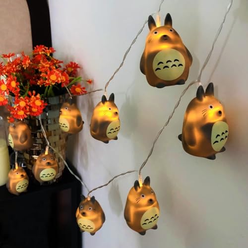 Image of Cute Totoro Light 1.65m 10LED Totoro Night Light Chinchilla String Lights Battery Powered for Kid's Bedroom Birthday Christmas Holiday Decoration (Grey Totoro)