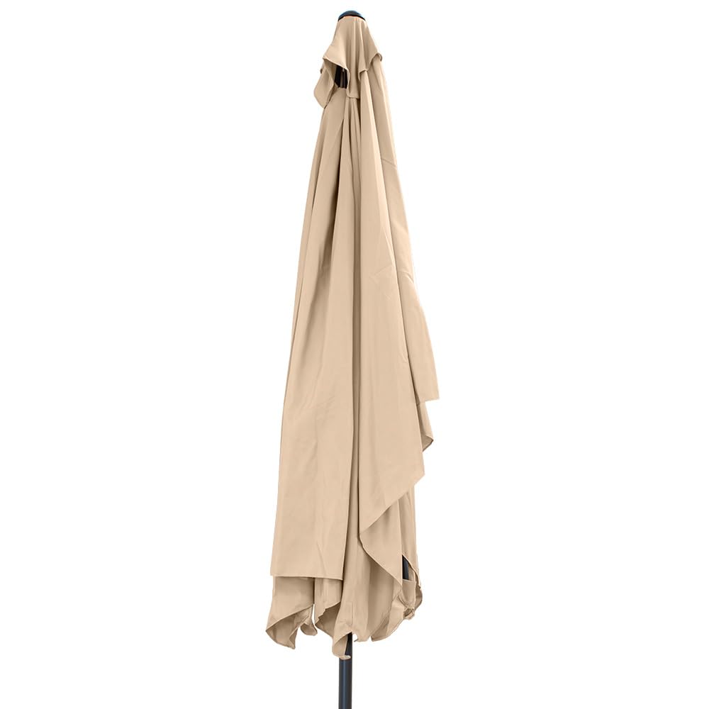 Ombrellone 3x3 m da Giardino Ecrù con Palo Centrale Ø48 mm, Apertura a Manovella, Telo in Poliestere 180 g/m² e Struttura a 8 Stecche, Ideale per Terrazza, Piscina, Bar e Outdoor