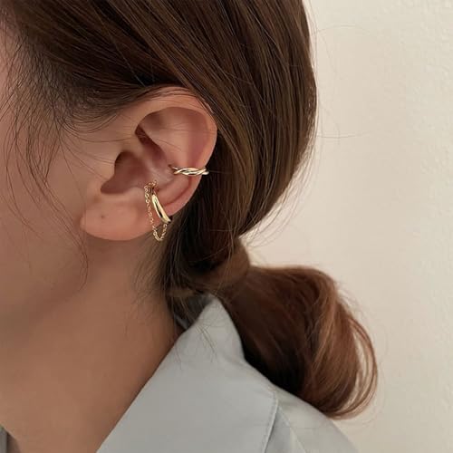 Image of Ear Cuffs Non Piercing 14K Gold Plated Ear Cuff Earrings for Women Trendy Clip on Cartilage Earring Stacks Non Pierced Adjustable Fake Earrings Set Jewelry Christmas Gift 2026 Stocking Stuffers