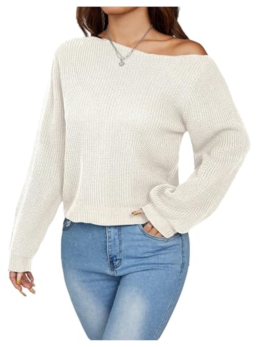 Women's Sweaters Off The Shoulder Tops Long Sleeve Knit Pullover Tops Fall Winter Outfits