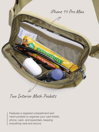 Image of ODODOS Unisex Mini Belt Bag with Adjustable Strap Small Fanny Pack for Workout Running Traveling Hiking, Khaki Green
