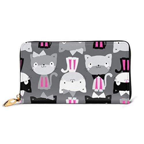 Preisvergleich Produktbild JHGFG Mode Handtasche Reißverschluss Brieftasche Hübsche Katze Muster Telefon Kupplung Geldbörse Abendkupplung Blockieren Leder Brieftasche Multi Card Organizer