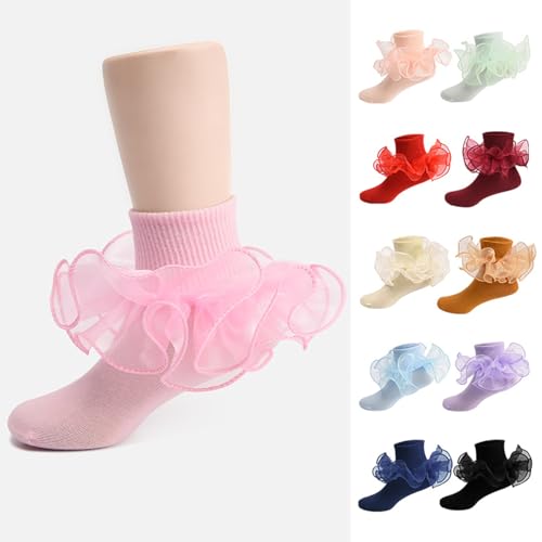 Kid Girls Ruffle Socks Cute Double Layer Lace Princess Socks Fashion Soft Frilly Dress Ankle Crew Socks2