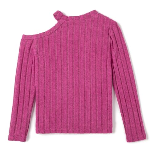 ROMPERINBOX Girls 8-12 Years Asymmetrical Neck Shirts Spring Long Sleeve T-Shirt Tee Tops 2 Pack Rib Knit for Tweens2