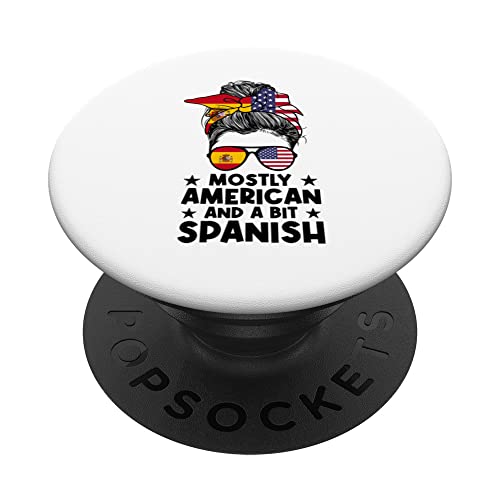 mostly american and a bit spanish Spain PopSockets Swappable PopGrip, Black