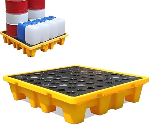 Genérico Plataforma Modular Industrial para contención de derrames con palets, estantes de Pared para Garaje, Rejilla y desagüe - Palets apilables para Garaje, Cocina, sótano y Almacenamiento industr