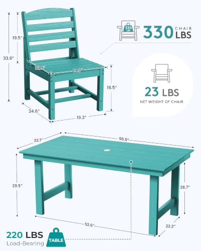 Image of SERWALL Armless Outdoor Dining Chair Set of 2, All Weather Resistant,Aruba