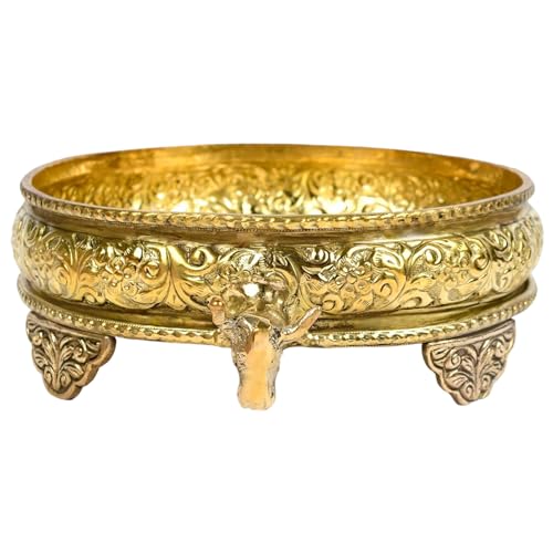 BHAKTI SHRINGAR Antique Gold Plated Snan Patra with Gomukh Outlet for Abhishekam of Idols/Jal Abhishek patra ((6 Inch Diameter)) (B0CP7JZ897) Amazon Price History, Amazon Price Tracker