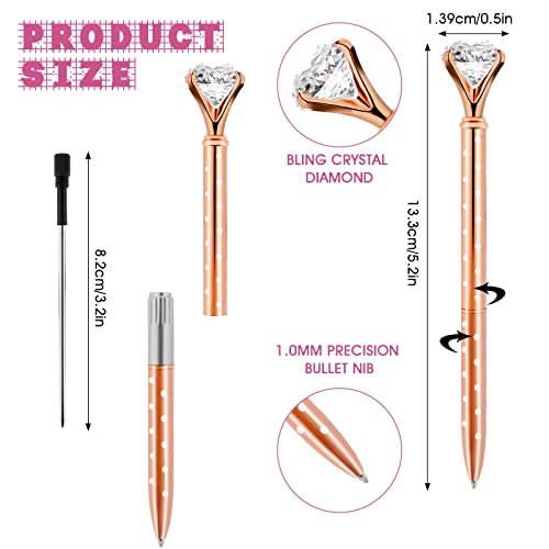 Tiesome Diamond Gel Pen, 1.0Mm Retractable Bling Ballpoint Pen Black Ink Smooth Writing Novelty Pens Pastel Roller Ball Pens For School Office Gift Supplies 6Pcs (Polka Dot) #TOP6