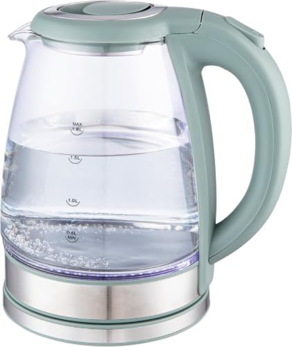 LummeHome Electric Glass Tea Kettle&Water Boiler -Auto Shut-off -1.8L,Mint