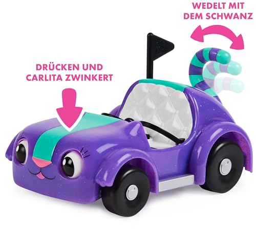 Gabby’s Dollhouse, Carlita-Spielzeugauto mit Pandy Paws-Sammelfigur, 2 Zubehörteilen und 1 Überraschungsbox, geeignet für Kinder ab 3 Jahren
