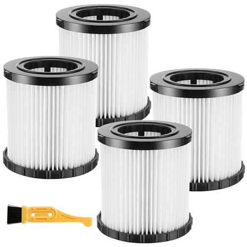 4 Pack DCV5801H HEPA Filter Compatible with DEWALT DCV581H and DCV580 Wet Dry Vacuum Washable and Reusable Hepa Filter