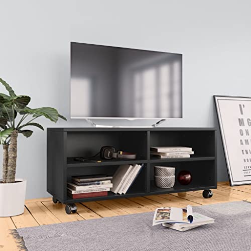 Genérico Mueble TV con ruedas Negro 90x35x35 cm Madera de ingeniería, Muebles,Muebles TV,Negro,36.57 LB,800181