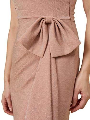 Image of Adrianna Papell Long Stretch Metallic Knit One Shoulder Cascade Side Draped Gown