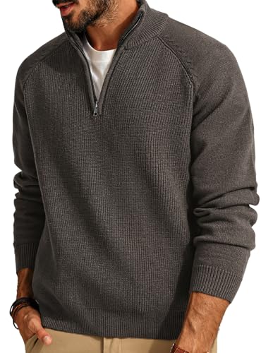 PJ PAUL JONES Mens Quarter Zip Pullover Sweater Turtleneck Raglan Long Sleeve Sweaters