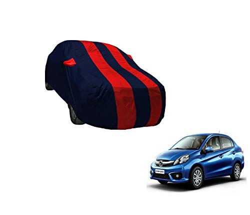 Image of Auto Hub Car Cover Compatible with Amaze (Model : 2013-2017) with Weather Proof, Mirror Pocket, Triple Stitched, Amaze Car Cover- Navy-Red