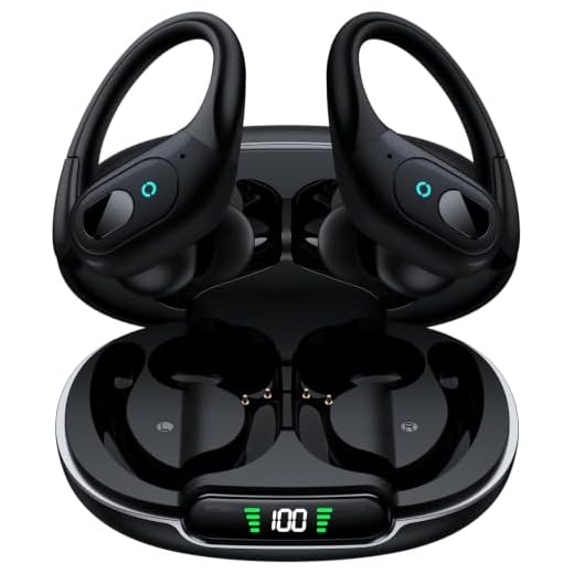 occiam Wireless Earbuds Bluetooth Headphones 48H Play Back Earphones in Ear Waterproof with Microphone LED Display for Sports Running Workout Black