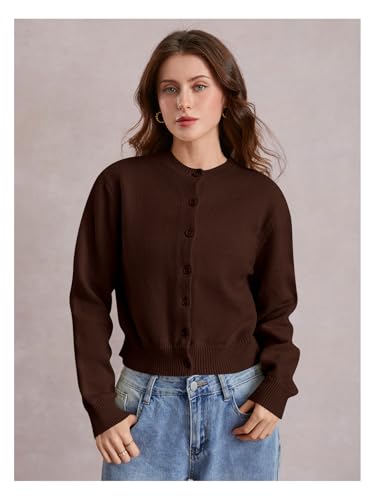 Image of SOLY HUX Women's Button Down Cropped Lightweight Cardigan Sweater Cute Fall Fashion 2026
